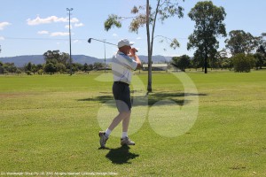 Ross Bank taking a swing on the Scone golf course.